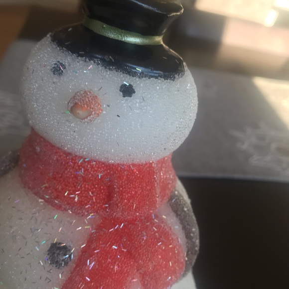 Pottery Barn Glitter Snowman Candle. - Picture 3 of 3